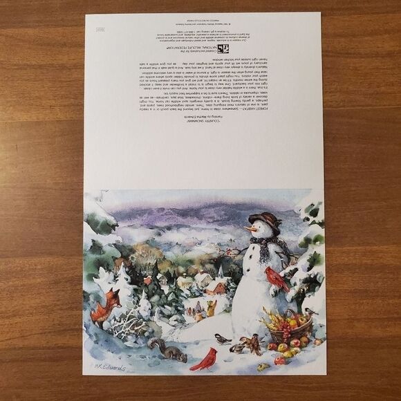 National Wildlife Federation Holiday Cards 1997 COUNTRY SNOWMAN Set of 6 - Picture 1 of 5